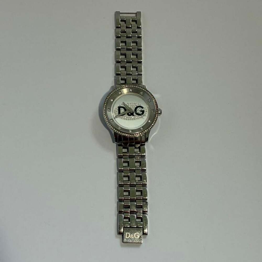 Vintage D&G Dolce & Gabbana Rhinestone Logo Stainless Steel Watch